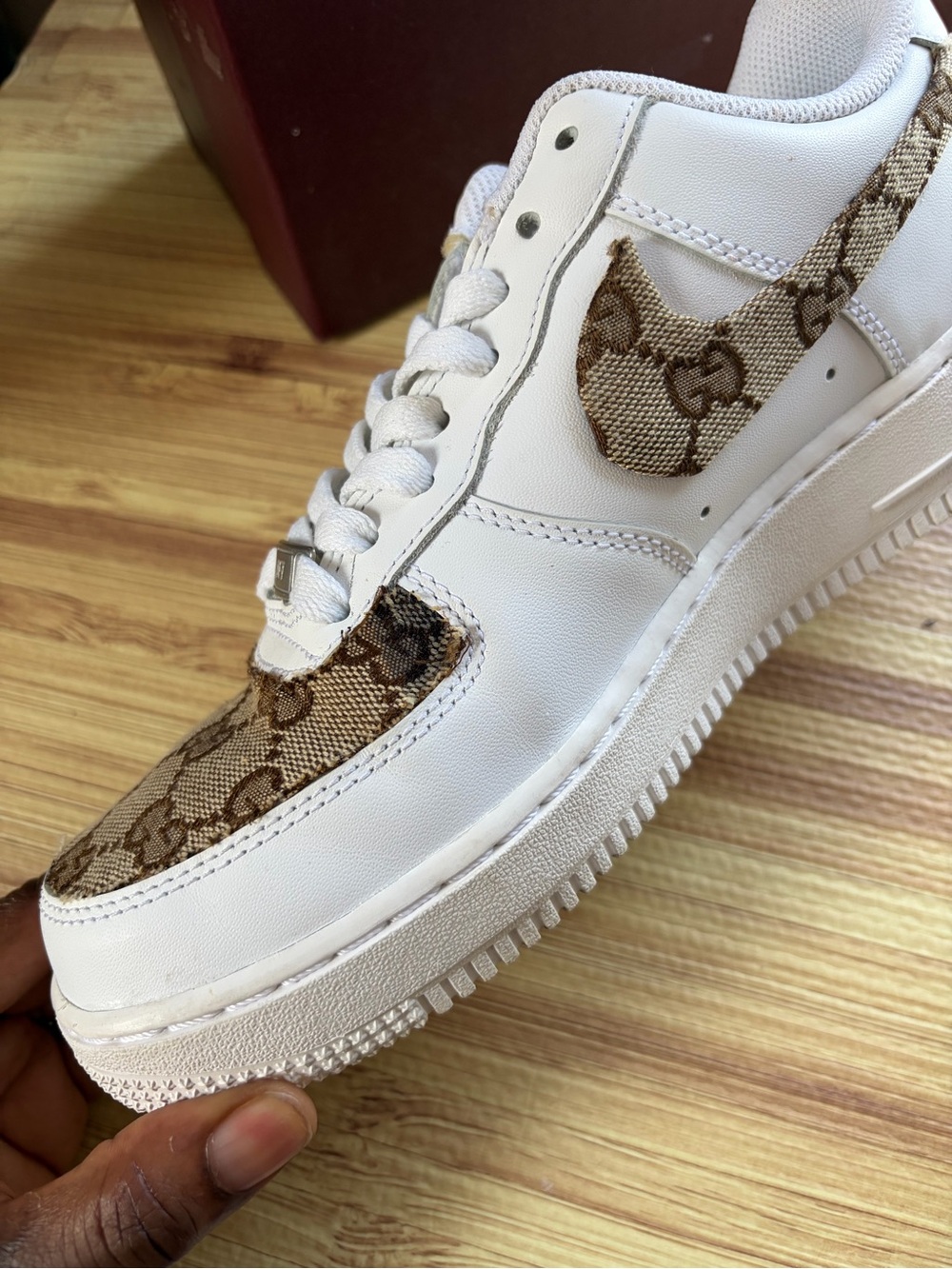 Nike Air Force 1 customized w/ a classic brown Gucci GG supreme monogram pattern - Picture 3 of 8